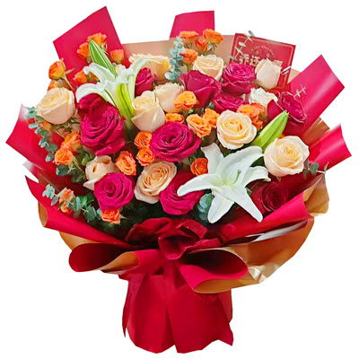 揭阳19朵玫瑰百合，爱情永不凋零